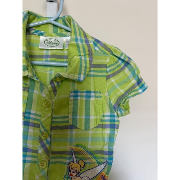 Vintage Disney Fairies Tinkerbell Plaid Tunic Top Girls Size 4 Embroidered - Picture 2 of 7
